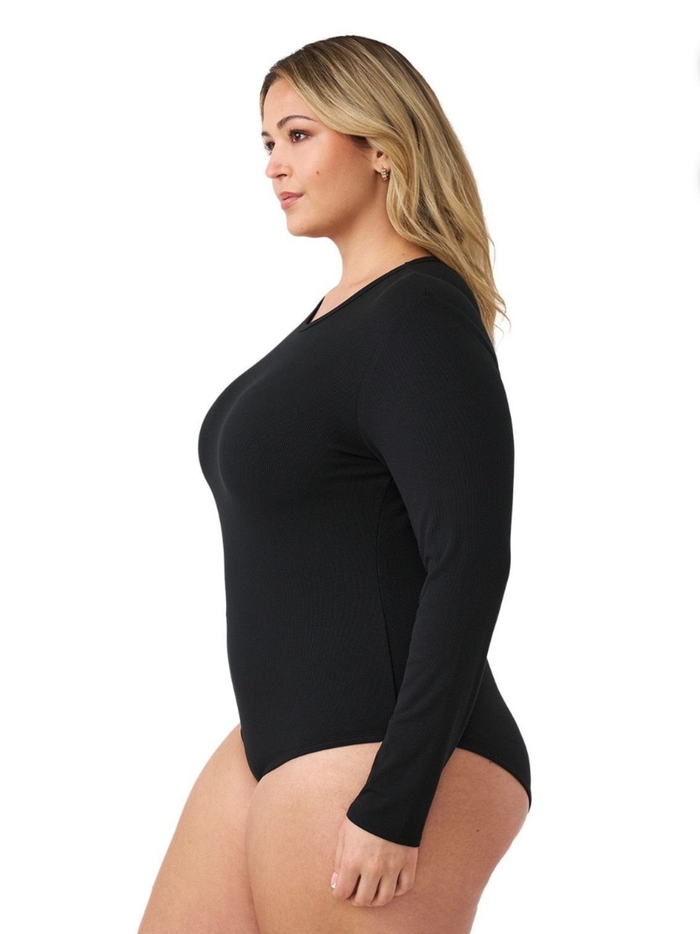Edited x Hunter McGrady long-sleeve bodysuit classic crew neck black size 1x - Picture 2 of 9